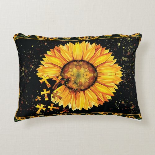 Sunflower Cross Accent Pillow