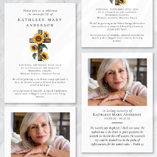 Sunflower Cross Celebration of Life Funeral Invitation