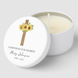 Sunflower Cross Funeral Mini Candle Favors