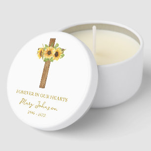 Sunflower Cross Funeral Mini Candle Favors