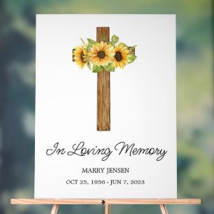 Sunflower cross Memorial Funeral Acrylic Sign