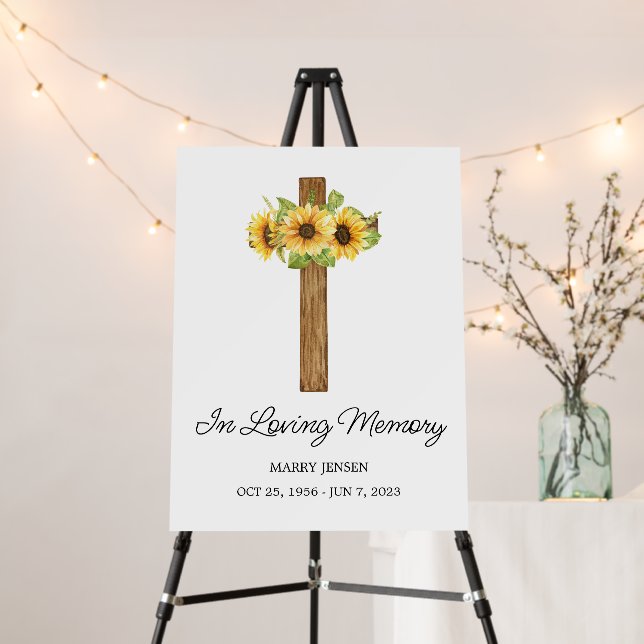 Sunflower Cross Memorial Funeral Foam Board (In Situ (Stand))