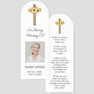 Sunflower Cross Photo Memorial Bookmark
