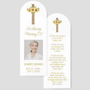 Sunflower Cross Photo Memorial Bookmark