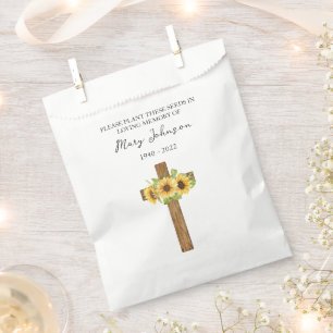 Sunflower Cross Seed Packet Funeral Favor Bag