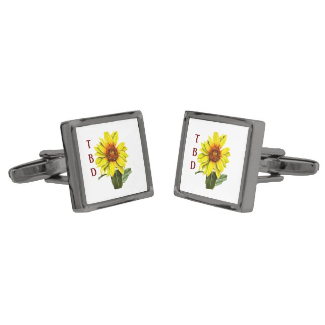 Sunflower Cufflinks Shirt Studs (Angled)