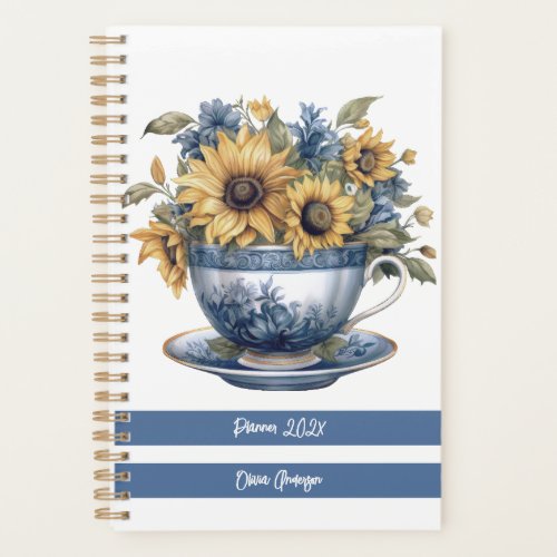 Sunflower Cup of Tea Weekly Monthly 2024 Planner