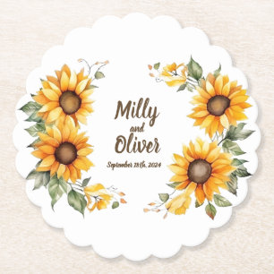 Sunflower Curves: Personalized Wedding Coasters