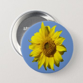 Sunflower Cust. Bg Color Button by Edelhertdesigntravel at Zazzle