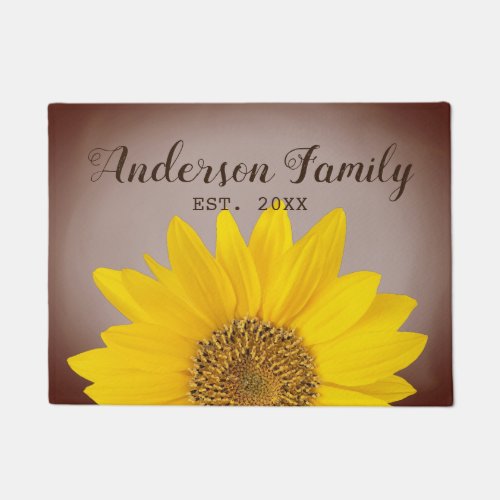 Sunflower Custom Family Name and Year Doormat