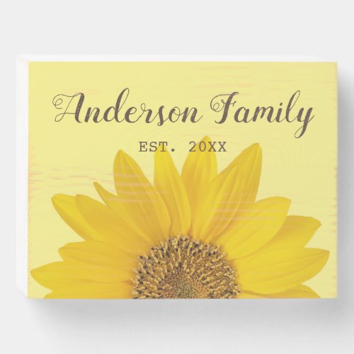 Sunflower Custom Family Name and Year Wooden Box Sign