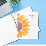 Sunflower Custom Name 2024  Planner<br><div class="desc">This floral planner is decorated with a yellow watercolor sunflower.
Easily customizable with your name and year. 
Original Watercolor © Michele Davies.</div>