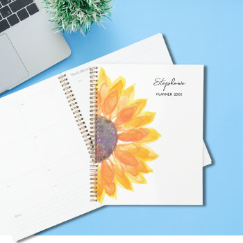 Sunflower Custom Name 2024  Planner by SewMosaic at Zazzle