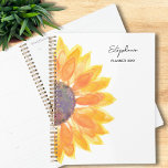 Sunflower Custom Name 2026 Planner<br><div class="desc">This floral planner is decorated with a yellow watercolor sunflower.
Easily customizable with your name and year. 
Original Watercolor © Michele Davies.</div>