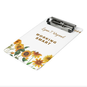 Sunflower Custom Name Bright Floral  Mini Clipboard