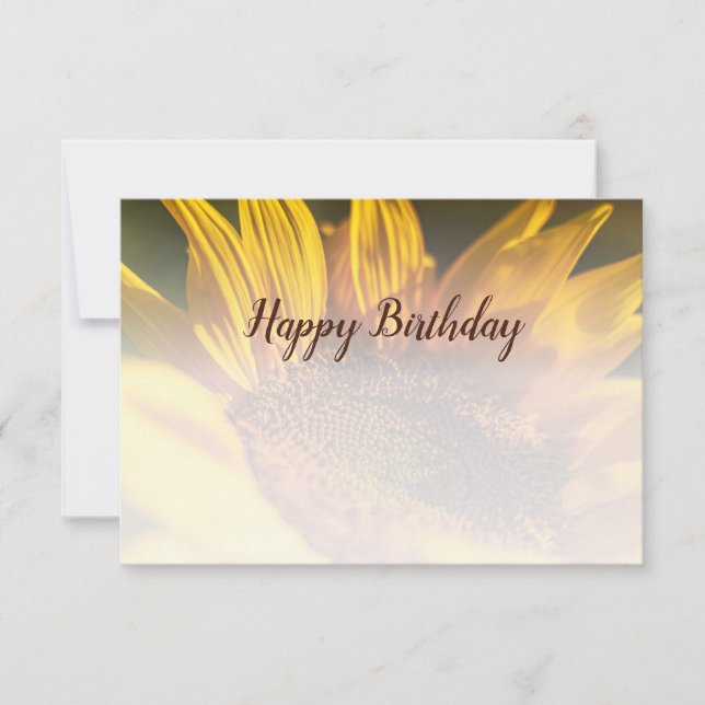 Sunflower Custom Photo Happy Birthday Note Card (Front)