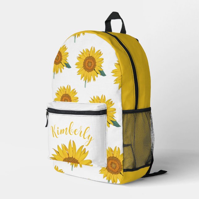 Sunflower Custom Printed Backpack (Back Corner Right)