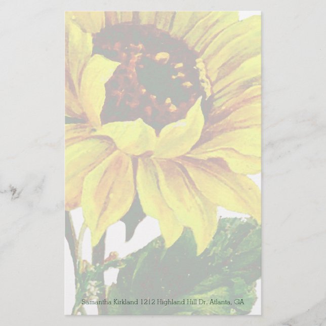 Sunflower Custom Stationery (Front)
