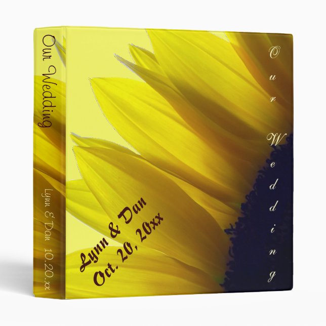 Sunflower Custom Wedding Album Binder (Front/Spine)
