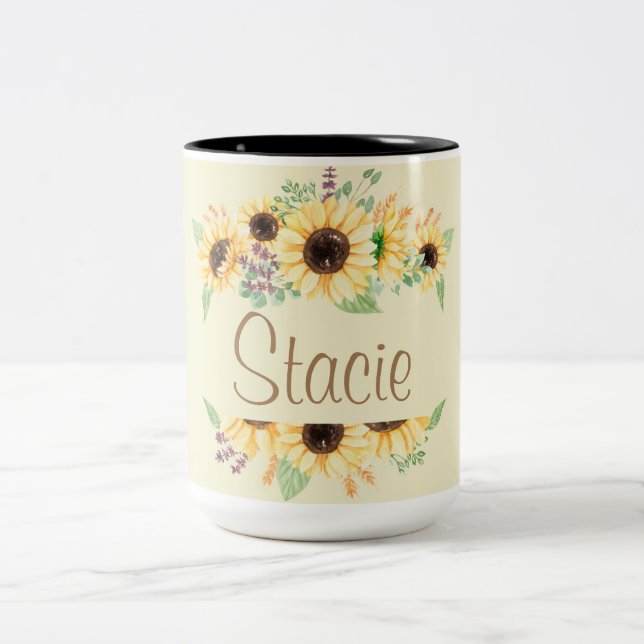 Sunflower Customizable Name Mug  (Center)