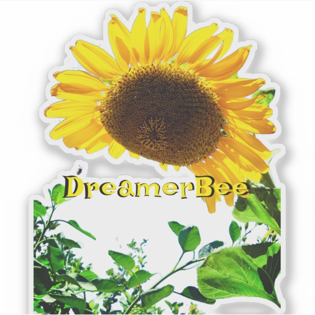 sunflower cut out sticker with bee (Front)