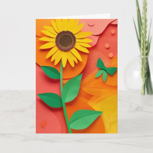 Sunflower Cut-Paper Bloom Card