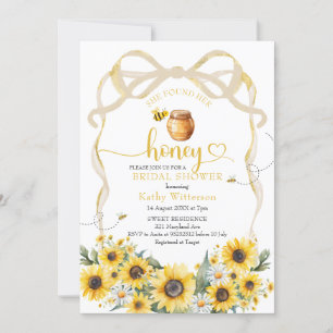 Sunflower Cute Bow Bee Bride to Bee Bridal Invitation
