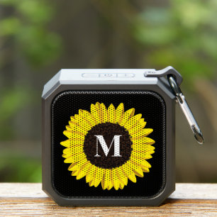 Sunflower Cute Flower Summer with Monogram Bluetooth Speaker