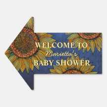 Sunflower Cute Navy Blue Custom Baby Shower Yard