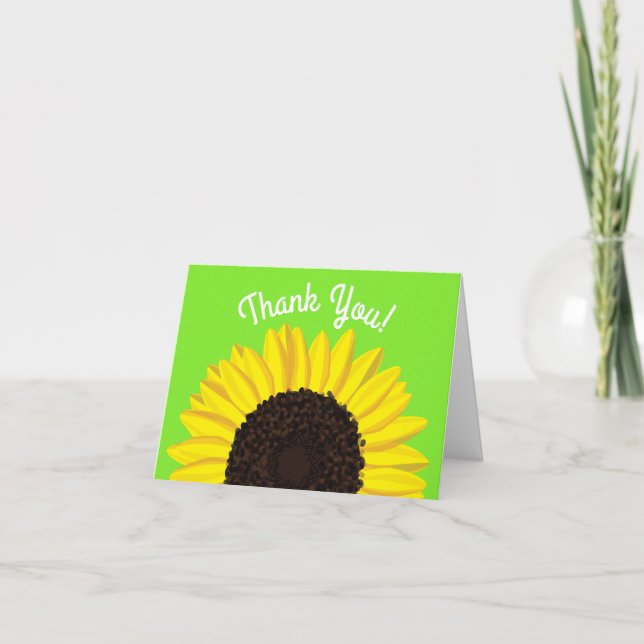 Sunflower Cute Thank You 1st Birthday Cards (Front)