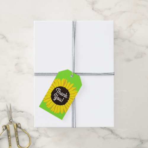 Sunflower Cute Thank You 1st Birthday Party Gift Tags