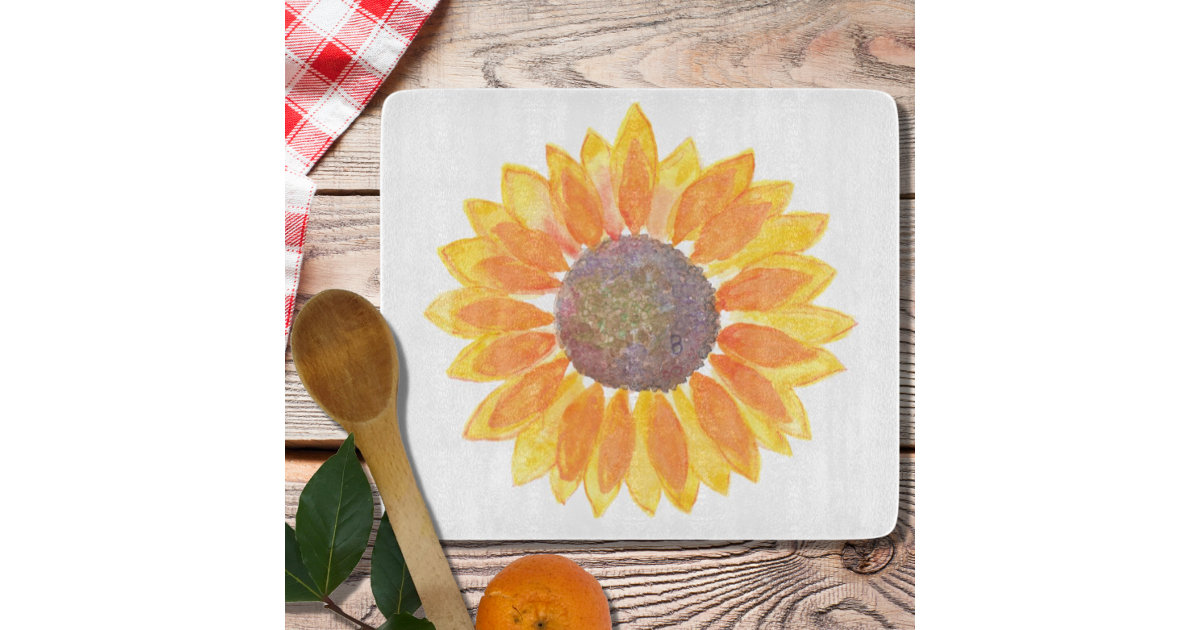 Sunflower Blue Sky Glass Cutting Board Hot Plate Trivet