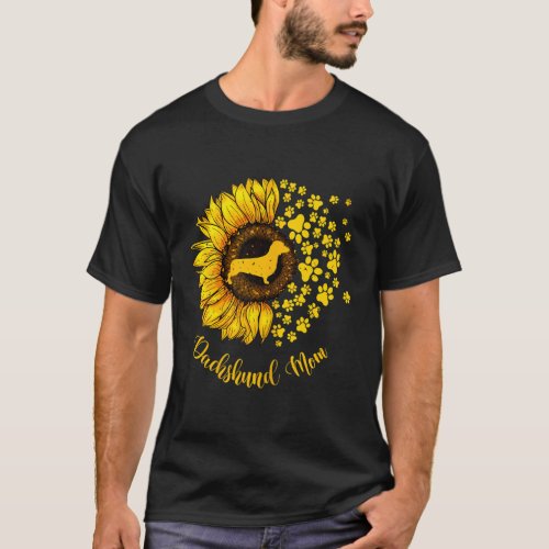 Sunflower Dachshund Mom Dog T_Shirt