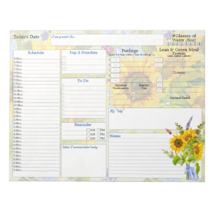 Sunflower   Daily Planner   5 and 1 Food Journal Notepad