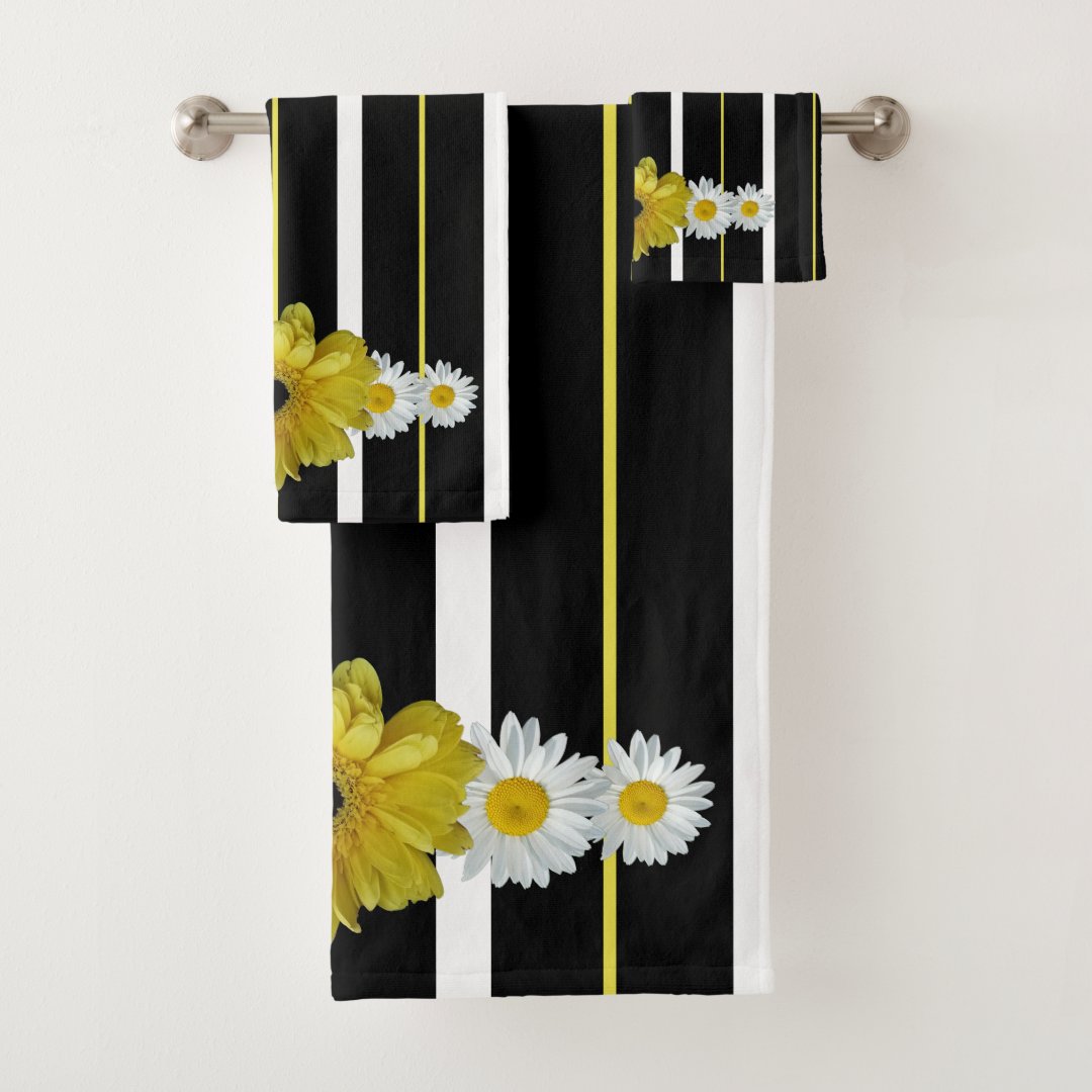 Sunflower, Daisies And Stripes Bath Towel Set Zazzle
