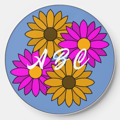 Sunflower  Daisies Wireless Charger Initials