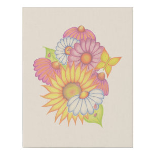 Sunflower Daisy Art Faux Canvas Print