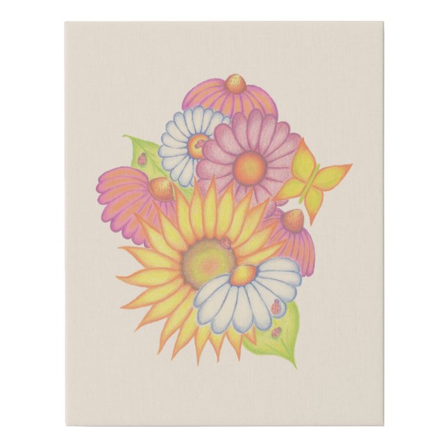 Sunflower Daisy Art Faux Canvas Print (Front)