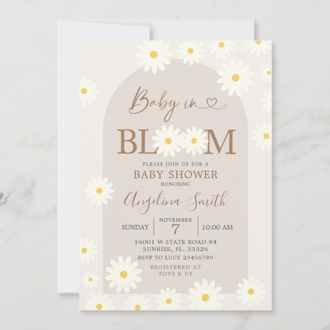Sunflower Daisy Baby in Bloom Baby Shower Invitation (Front)