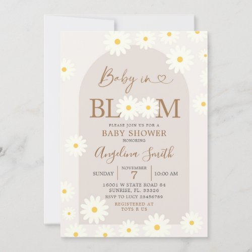 Sunflower Daisy Baby in Bloom Baby Shower Invitation