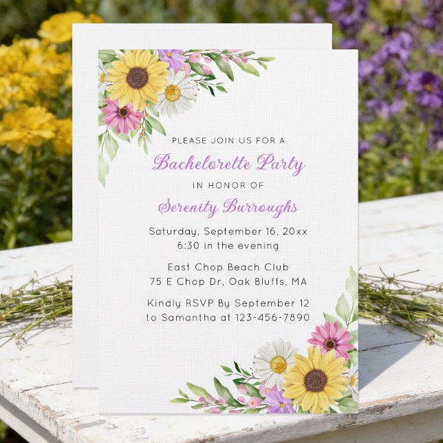 Sunflower Daisy Boho Garden Bachelorette Invitation (Creator Uploaded)