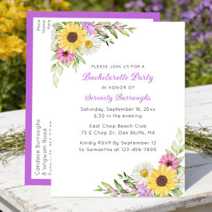 Sunflower Daisy Boho Spring  Garden Bachelorette Invitation Postcard