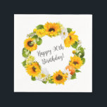 Sunflower Daisy Floral 90th Birthday Party Napkins<br><div class="desc">Pretty sunflower and daisy wreath. Happy 90th Birthday is written in a large script font. This birthday napkin is part of the Yellow Sunflower White Daisy collection. It contains many DIY templates that let you quickly create invitations and party supplies.</div>