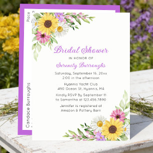 Sunflower Daisy Floral Boho Garden Bridal Shower Invitation Postcard