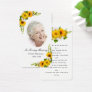 Sunflower Daisy Floral Photo Funeral Prayer Card