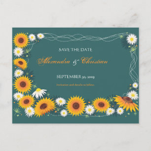 Sunflower Daisy Save the Date Wedding Announcement