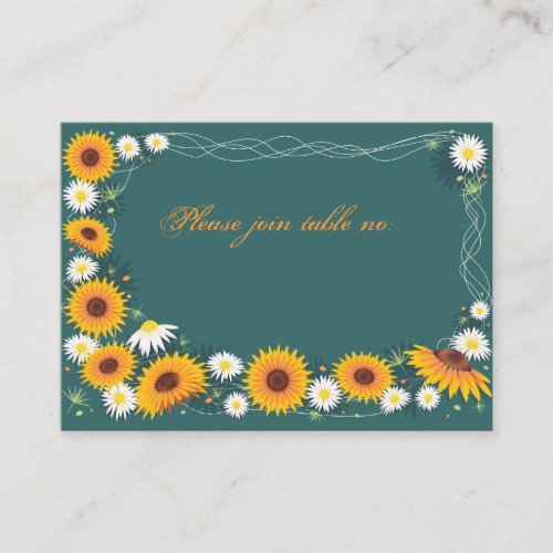 Sunflower &amp; Daisy Wedding Party Table Place Card Business Card Templates