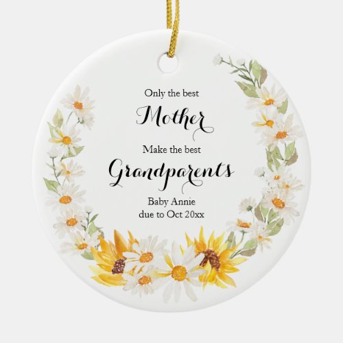 Sunflower  Daisy Wreath Only The Best Ceramic Ornament