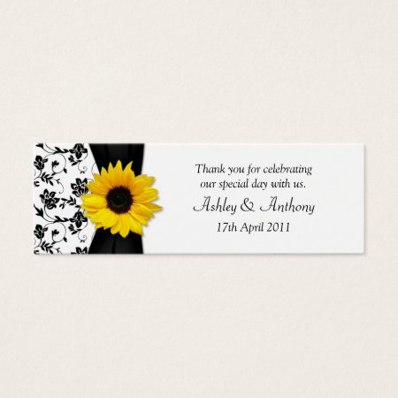 Sunflower Damask Floral Wedding Favor Tags