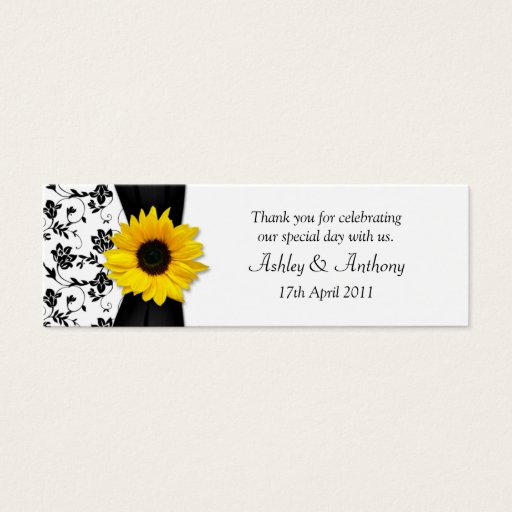 Customizable Sunflower Damask Floral Wedding Favor Tags Business Card
